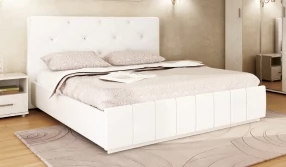 Кровать Лина с подъёмным механизмом Экокожа, 140х200 (белая)